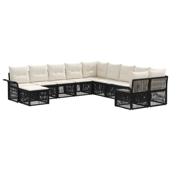 Set de canapele pentru grădină 11 pcs Negru și Alb crem WALTI