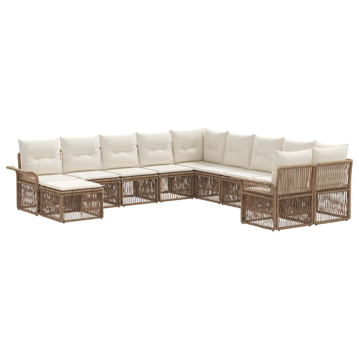 Set de canapele pentru grădină 11 pcs Bej și alb crem poliratan WALTI
