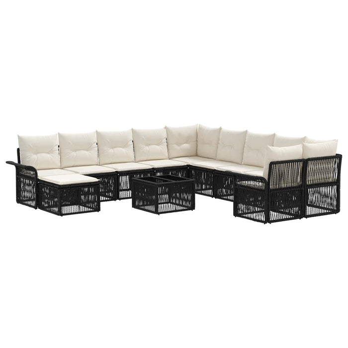 Set de canapele pentru grădină 12 pcs Negru și Alb crem - WALTI WALTI