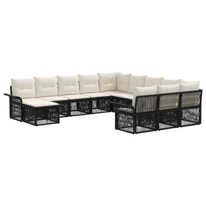 Set de canapele pentru grădină 12 pcs Negru și Alb crem WALTI
