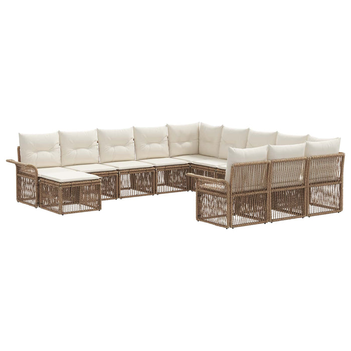 Set de canapele pentru grădină 12 pcs Bej și alb crem poliratan WALTI