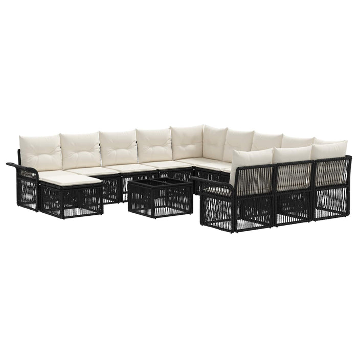 Set de canapele pentru grădină 13 pcs Negru și Alb crem - WALTI WALTI