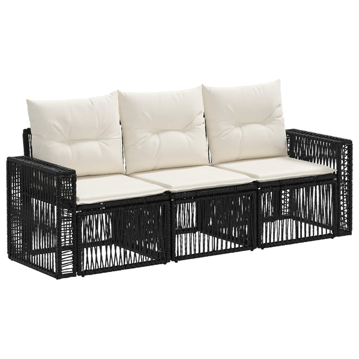Set de canapele pentru grădină 3 pcs Negru și Alb crem WALTI