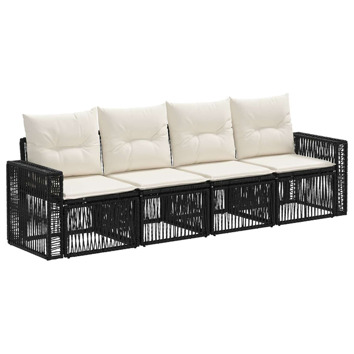 Set de canapele pentru grădină 4 pcs Negru și Alb crem WALTI