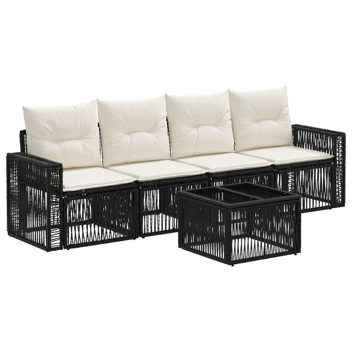 Set de canapele pentru grădină 5 pcs Negru și Alb crem - WALTI WALTI