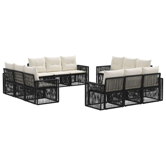 Set de canapele pentru grădină 12 pcs Negru și Alb crem WALTI