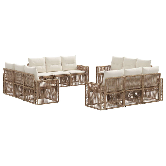 Set de canapele pentru grădină 12 pcs Bej și alb crem poliratan WALTI
