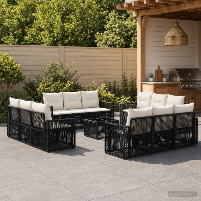 Set de canapele pentru grădină 13 pcs Negru și Alb crem - WALTI WALTI