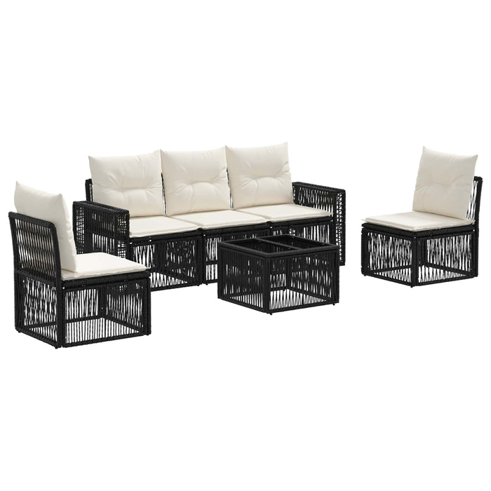 Set de canapele pentru grădină 6 pcs Negru și Alb crem - WALTI WALTI
