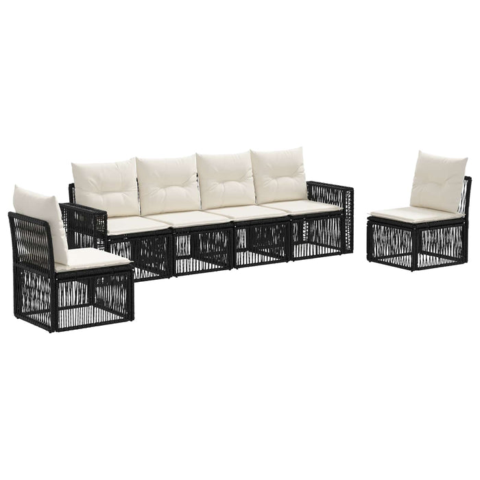 Set de canapele pentru grădină 6 pcs Negru și Alb crem WALTI
