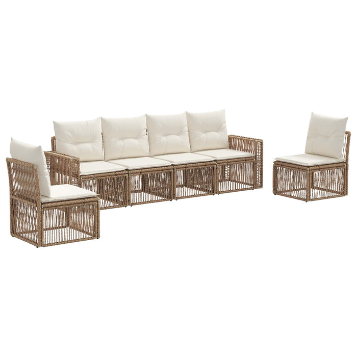 Set de canapele pentru grădină 6 pcs Bej și alb crem poliratan WALTI