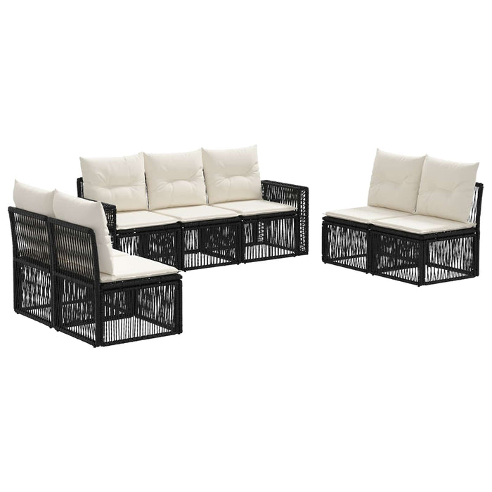 Set de canapele pentru grădină 7 pcs Negru și Alb crem WALTI