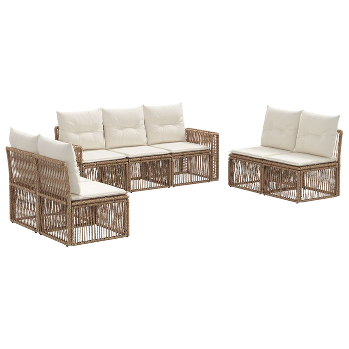 Set de canapele pentru grădină 7 pcs Bej și alb crem poliratan WALTI