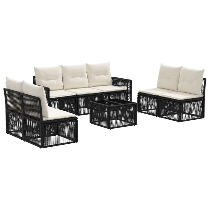Set de canapele pentru grădină 8 pcs Negru și Alb crem - WALTI WALTI