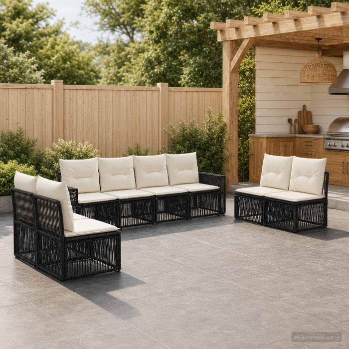 Set de canapele pentru grădină 8 pcs Negru și Alb crem - WALTI WALTI
