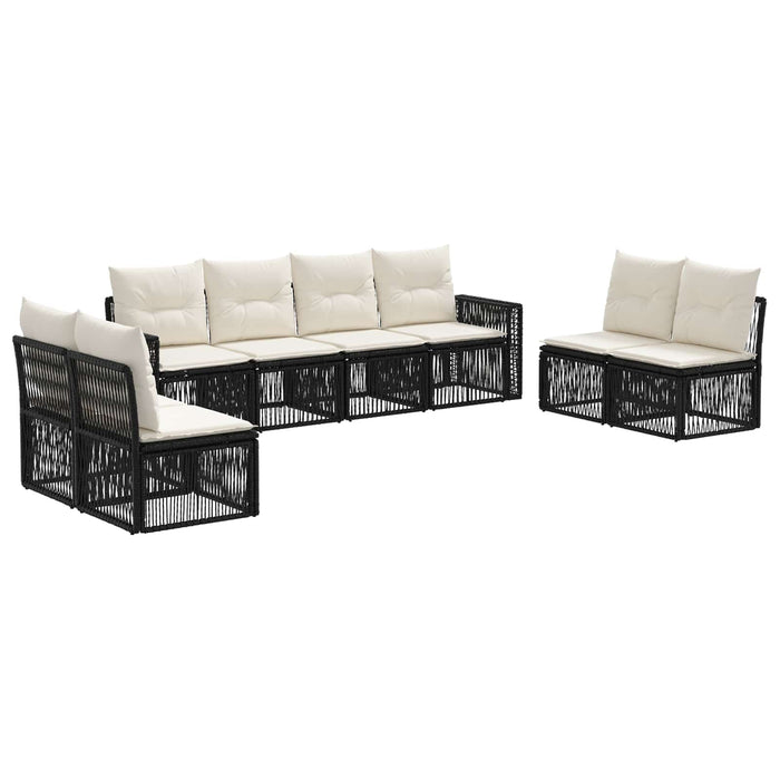 Set de canapele pentru grădină 8 pcs Negru și Alb crem WALTI