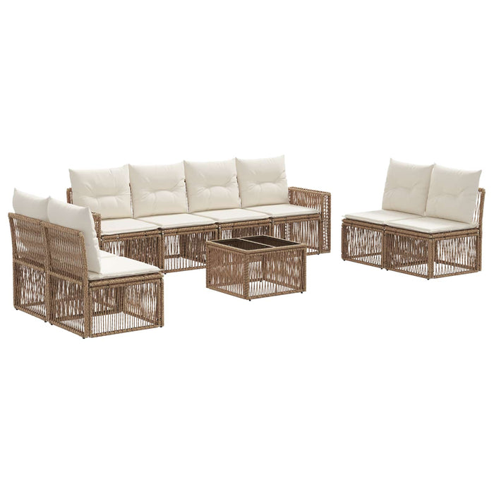 Set de canapele pentru grădină 9 pcs Bej și alb crem poliratan - WALTI WALTI