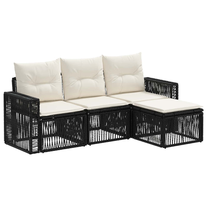 Set de canapele pentru grădină 4 pcs Negru și Alb crem WALTI