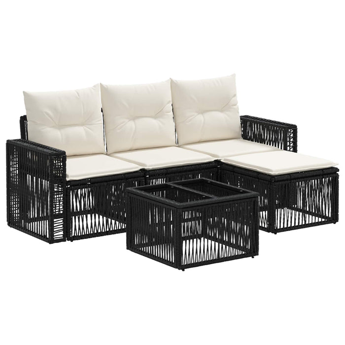 Set de canapele pentru grădină 5 pcs Negru și Alb crem - WALTI WALTI