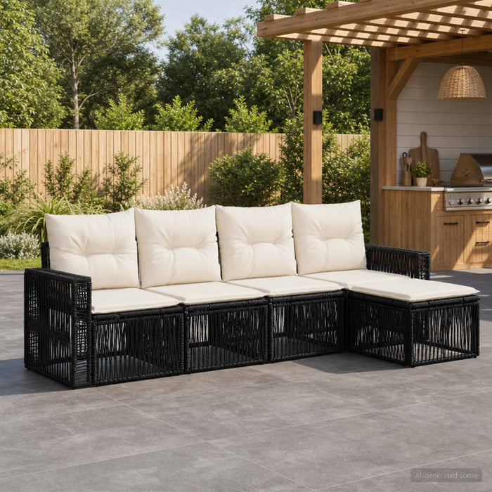 Set de canapele pentru grădină 5 pcs Negru și Alb crem - WALTI WALTI