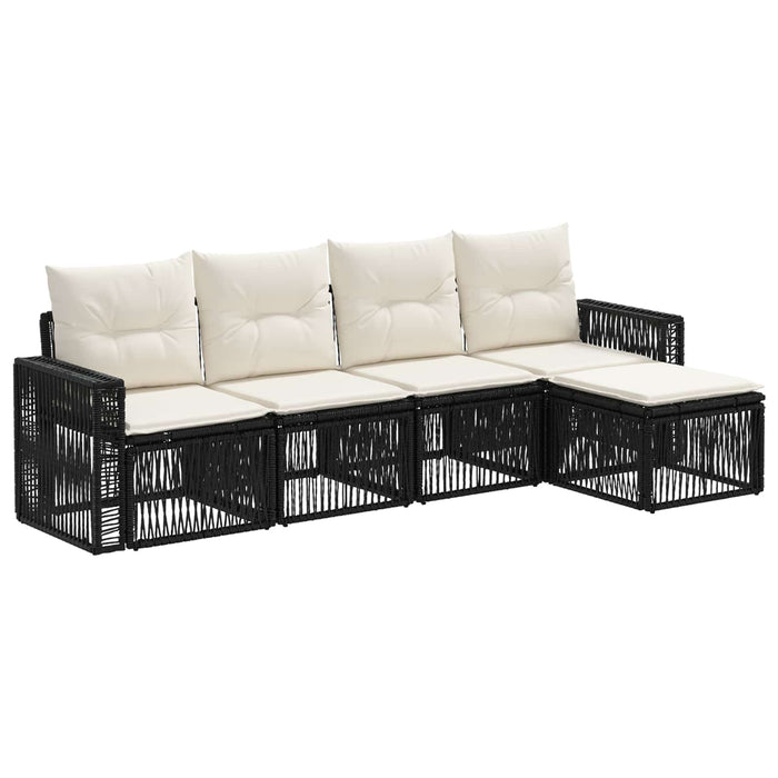 Set de canapele pentru grădină 5 pcs Negru și Alb crem WALTI
