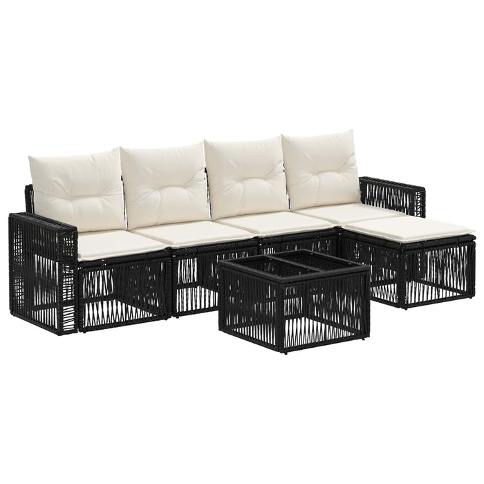 Set de canapele pentru grădină 6 pcs Negru și Alb crem - WALTI WALTI