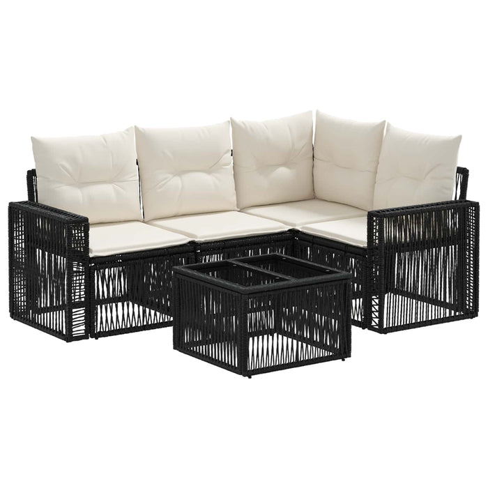 Set de canapele pentru grădină 5 pcs Negru și Alb crem - WALTI WALTI