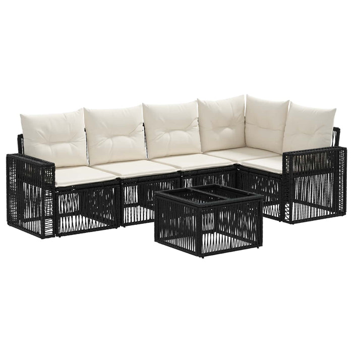 Set de canapele pentru grădină 6 pcs Negru și Alb crem - WALTI WALTI