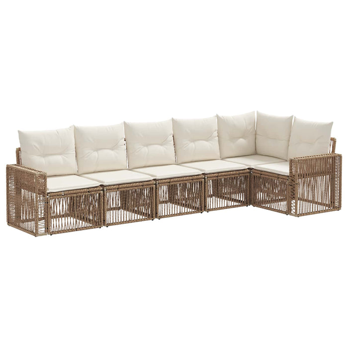 Set de canapele pentru grădină 6 pcs Bej și alb crem poliratan WALTI