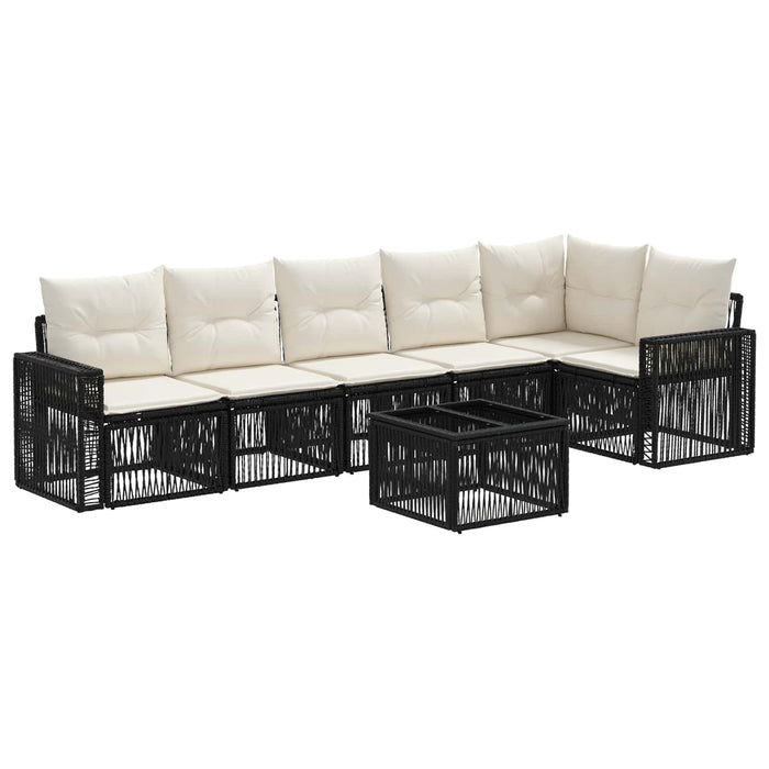 Set de canapele pentru grădină 7 pcs Negru și Alb crem - WALTI WALTI