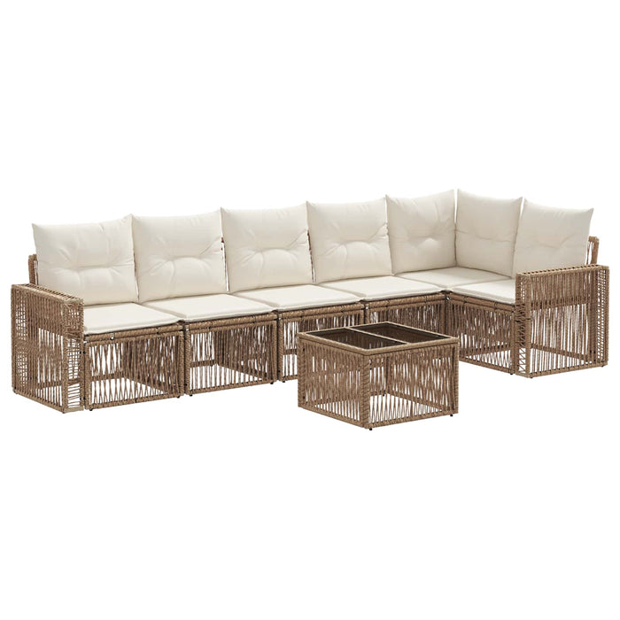 Set de canapele pentru grădină 7 pcs Bej și alb crem poliratan - WALTI WALTI