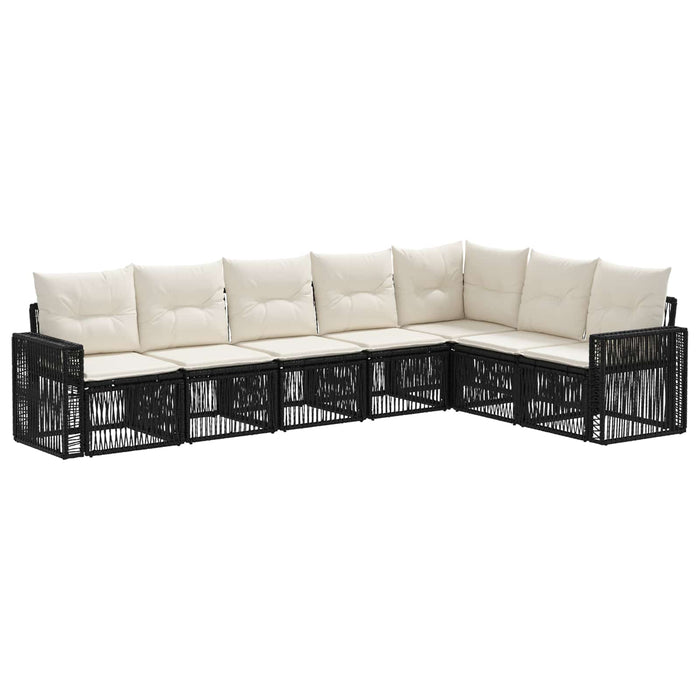Set de canapele pentru grădină 7 pcs Negru și Alb crem WALTI