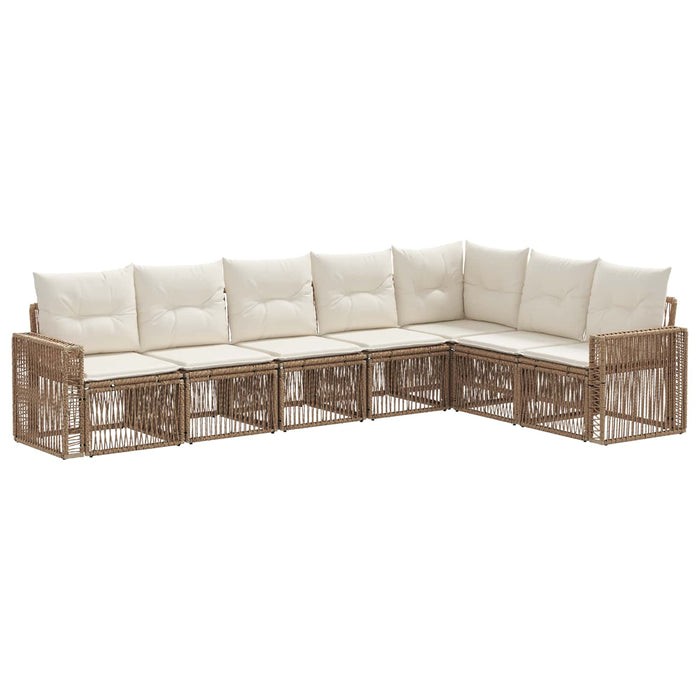 Set de canapele pentru grădină 7 pcs Bej și alb crem poliratan WALTI