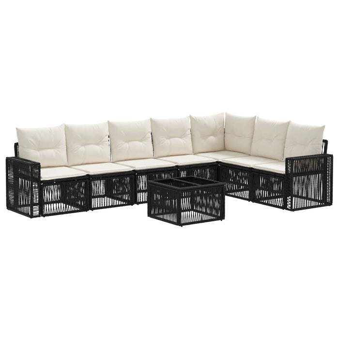 Set de canapele pentru grădină 8 pcs Negru și Alb crem - WALTI WALTI