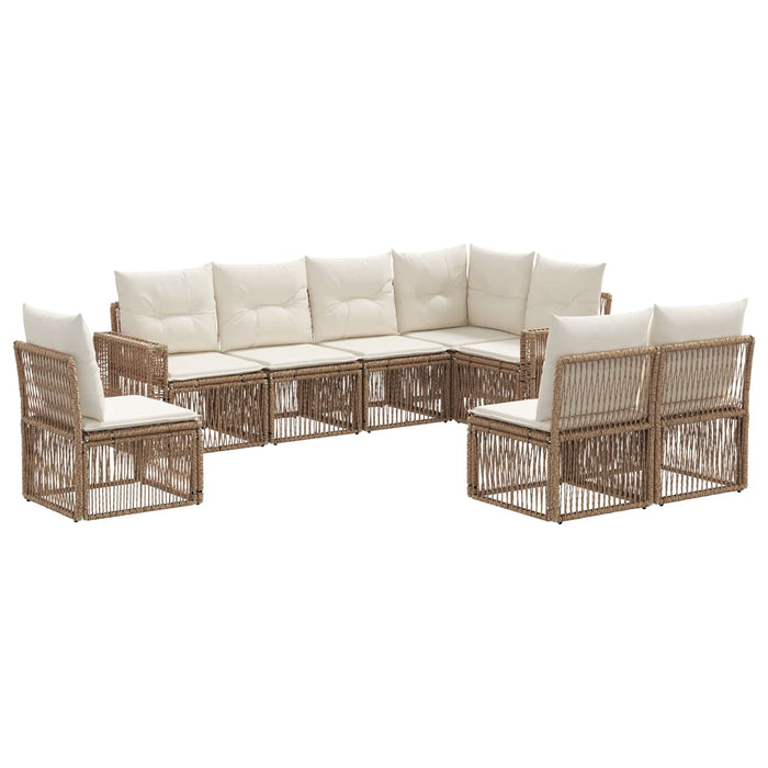 Set de canapele pentru grădină 8 pcs Bej și alb crem poliratan WALTI
