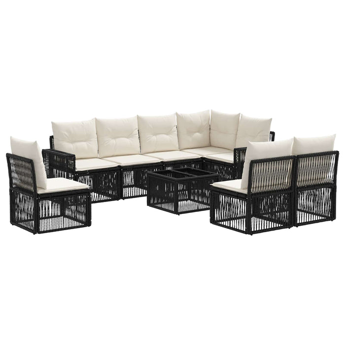 Set de canapele pentru grădină 9 pcs Negru și Alb crem - WALTI WALTI