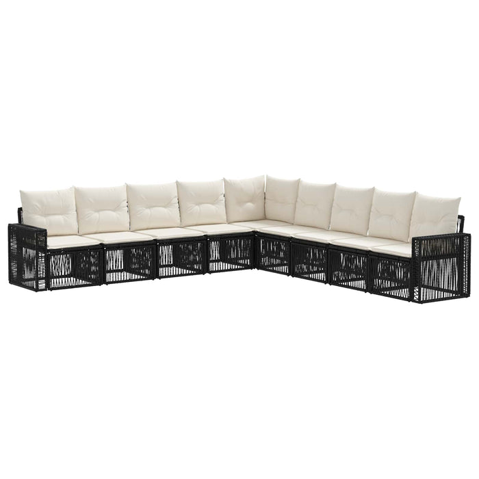 Set de canapele pentru grădină 9 pcs Negru și Alb crem WALTI
