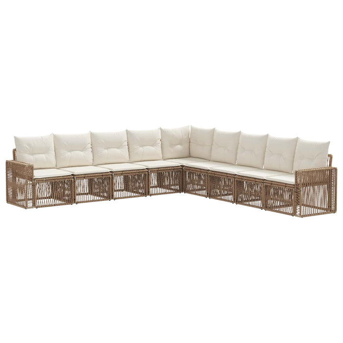 Set de canapele pentru grădină 9 pcs Bej și alb crem poliratan WALTI