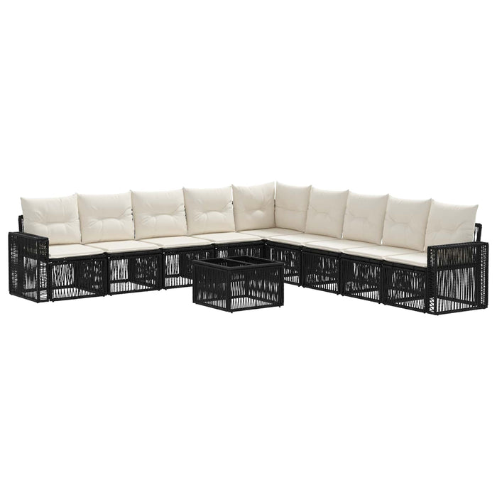 Set de canapele pentru grădină 10 pcs Negru și Alb crem - WALTI WALTI