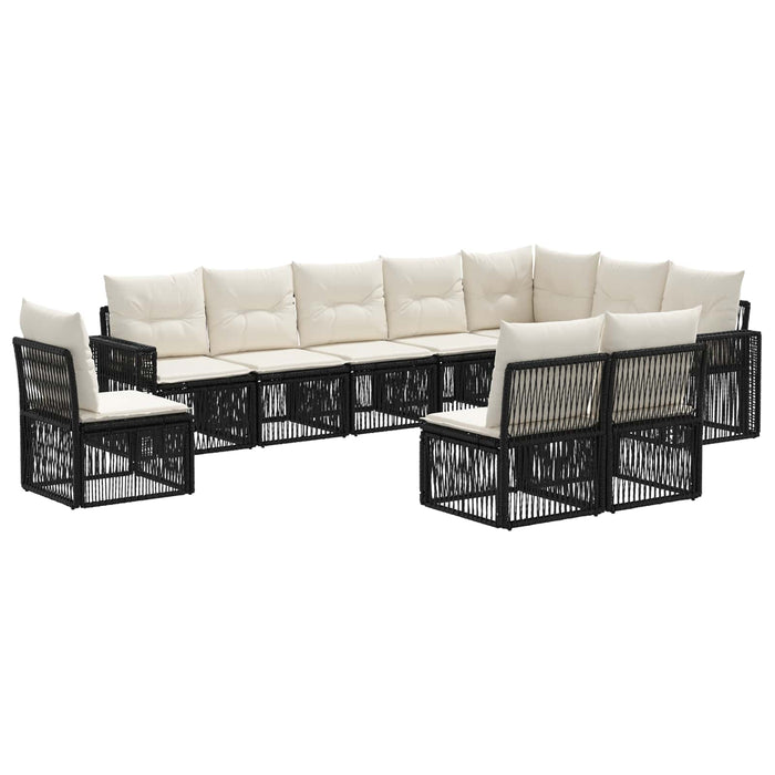 Set de canapele pentru grădină 10 pcs Negru și Alb crem WALTI