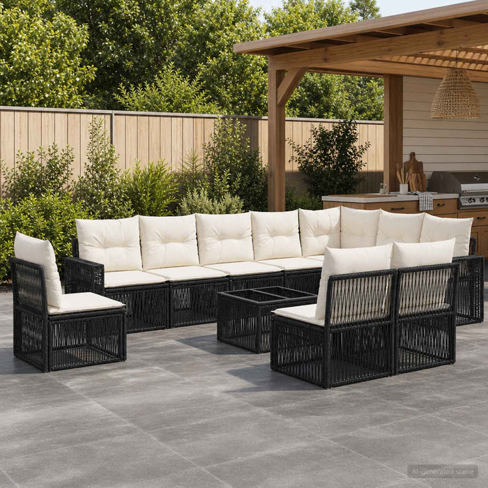 Set de canapele pentru grădină 11 pcs Negru și Alb crem - WALTI WALTI