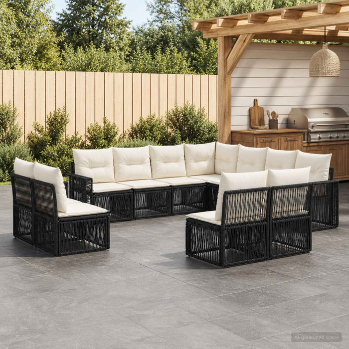 Set de canapele pentru grădină 11 pcs Negru și Alb crem - WALTI WALTI