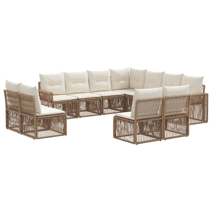 Set de canapele pentru grădină 11 pcs Bej și alb crem poliratan WALTI