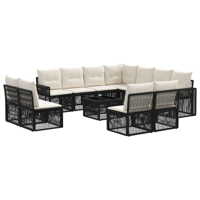 Set de canapele pentru grădină 12 pcs Negru și Alb crem - WALTI WALTI