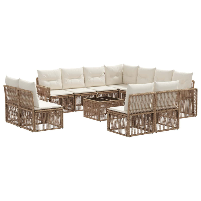 Set de canapele pentru grădină 12 pcs Bej și alb crem poliratan - WALTI WALTI