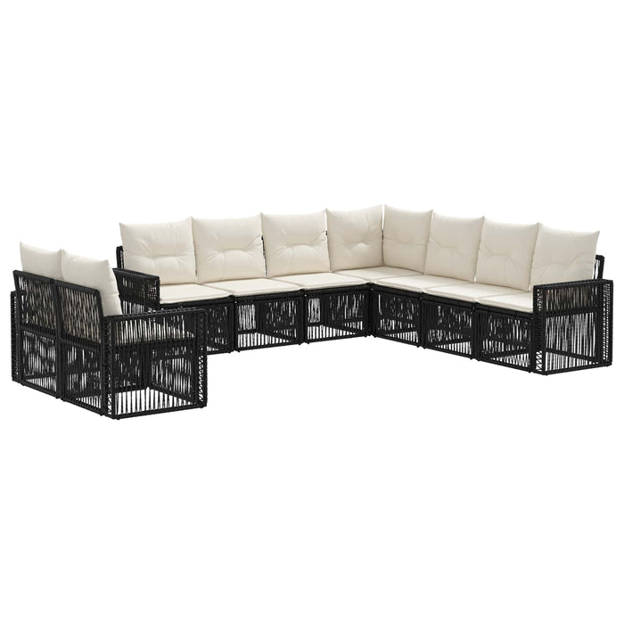 Set de canapele pentru grădină 9 pcs Negru și Alb crem WALTI