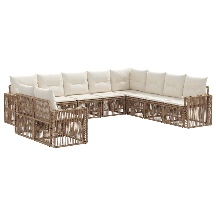 Set de canapele pentru grădină 10 pcs Bej și alb crem poliratan WALTI