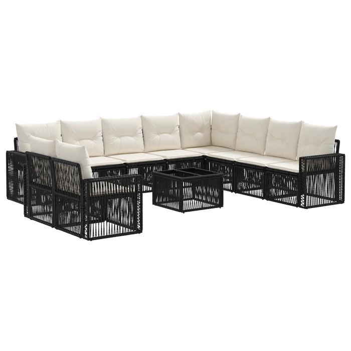 Set de canapele pentru grădină 11 pcs Negru și Alb crem - WALTI WALTI