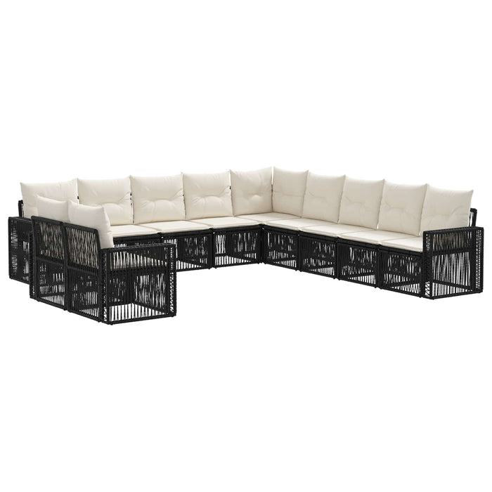 Set de canapele pentru grădină 11 pcs Negru și Alb crem WALTI