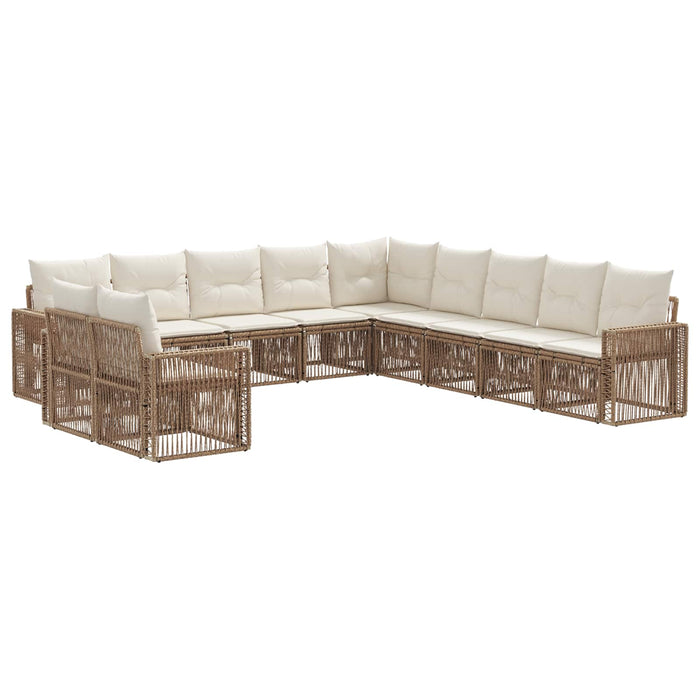 Set de canapele pentru grădină 11 pcs Bej și alb crem poliratan WALTI